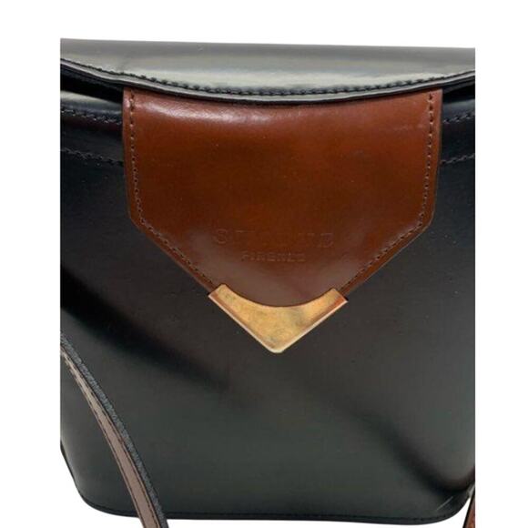Simone Firenze Italian Leather Black Brown Gold Shoulder Bag - Picture 2 of 4